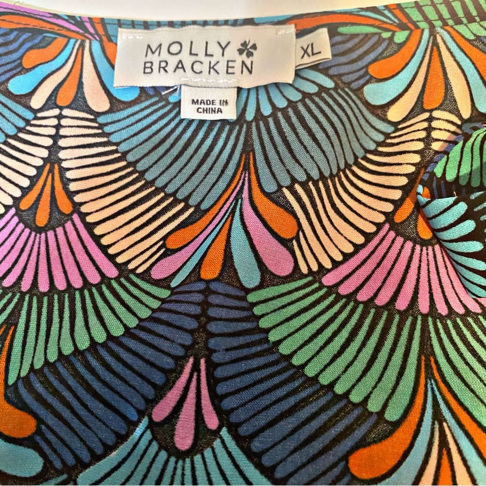 Molly Bracken Multi-Color Geo Print Bow-Detail Sleeveless Alix Sz XL - Picture 4 of 7